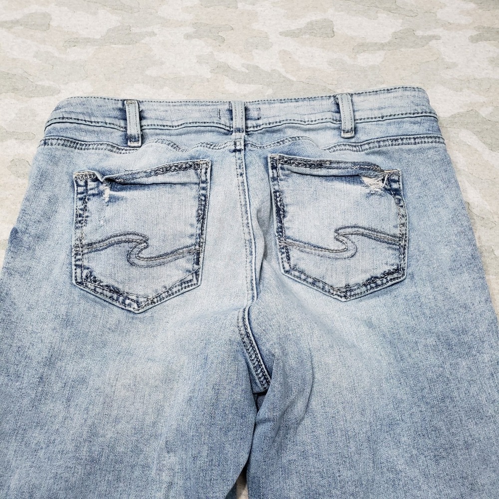 Silver Jeans Womens 32x31 Blue Elyse Straight Denim Light Wash Stretch - Picture 9 of 10